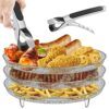 3 Stackable Dehydrator Racks with Clip, Round Air Fryer Rack for Ninja Air Fryer, Stainless Steel Air Fryer Basket Tray, Multi-Purpose Air Fryer