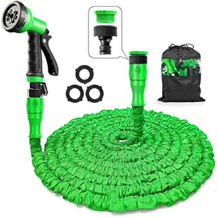 Garden Hose Pipe Expandable Garden Hose with 3/4", 1/2" Fittings, Anti-Leakage - Flexible Expanding Hose with 8 Function Spray Nozzle by Homoze (