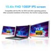 Zunate Triple Portable Monitor for Laptop, 15.4" Full HD 1080P IPS Display, Triple Screen for Laptop of 13.5-18.19, Compatible with Laptop, PC, P