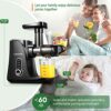 AMZCHEF Cold Press Juicer with 2 Speed Control - High Juice Yield Juicer Machines with Ultradense Filter - Masticating Slow Juicer for Whole Frui