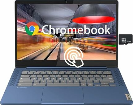 Lenovo Chromebook Laptop for College Students, School, 14 Inch FHD Touchscreen, MediaTek MT8186, 4GB RAM, 64GB eMMC+128GB SD Card, Chrome OS, Lon