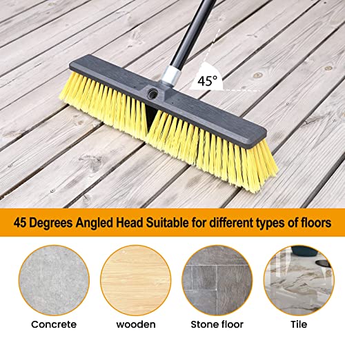 Garden Broom Outdoor Heavy Duty,Telescopic Long Handle with Stiff Bristles Concrete Brooms Floor Brush for Cleaning Scrubbing Driveway Yard Tile