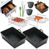 2Pcs Silicone Pot Double Air Fryer Liners Basket, Rack Accessories for Ninjas Dual Air Fryer, Oven, and Microwave