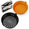 WAFE Reusable Silicone Air Fryer Liner - Easy to Clean Non-Stick Basket w/Bevelled Edges & Drain Channel - Kitchen Cooking Pot Accessories, Heat