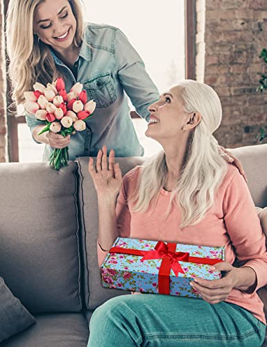 Gardening Gifts For Women, TOYPOPOR 6Pcs Garden Tools Set with Floral Print, included Trowel Fork Scissors 2 Candles and Gloves, Mother's day Bir