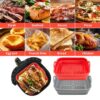 Square Air Fryer Silicone Pot, Foldable Air Fryer Silicone Liners, Non-Stick Food Safe Air Fryer Pad, Replacement of Flammable Parchment Liner Pa
