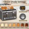 SEEDEEM 4 Slice Toaster, Stainless Steel Bread Toaster with LCD Display, 7 Shade Settings, Extra Wide Slots with Cancel/Bagel/Defrost/Reheat Func