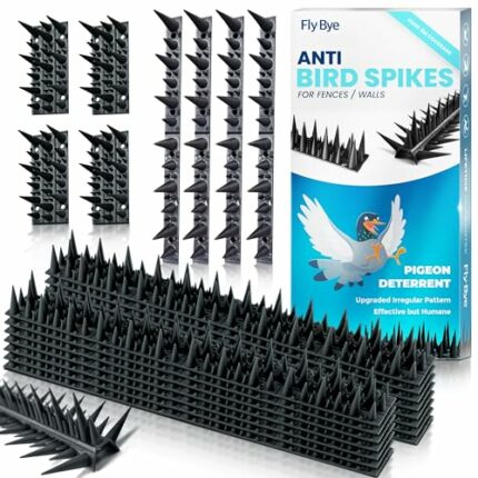 Fly-Bye Anti Bird Spikes - Huge 6m Coverage with 1300 Spikes - Pigeon Deterrent - Wall & Fence Spikes for Cats & Birds - Anti Pigeon Spikes - Upg