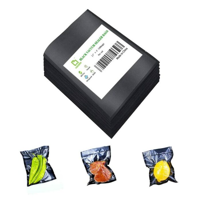 CANLENPK 2.7x4 Inch/7x10cm Vacuum Seal Bags Black Back and Clear Front,Food Storage Bag,Seal Meal Snack Fruit Nut,Boil Steam Heat Freeze,Commerci