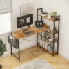 SiliBamb 47 Inch Computer Desk for Home Office, Small L Shaped Desk with Shelves, Corner Desk with Storage, Home Office Desks, Writing Study Desk