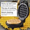 Black Round Mini Waffle Maker: YOYIAG Waffle Iron Machine with Silicone Clip Black Round Mini Waffle Maker Breakfast Machine, Non-Stick Waffle Ma