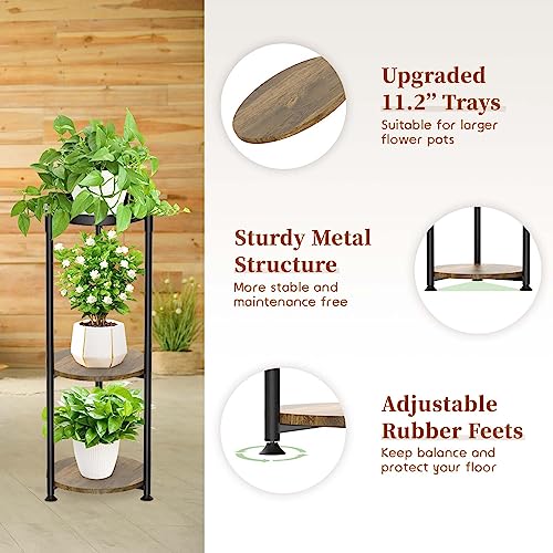 JC-Houser 3 Tier Tall Plant Stands Indoor, 35 Inch Metal Corner Plant Shelf, Modern Flower Pot Stand Holder Planter Display Rack for Living Room