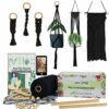suo long Macrame Diy Plant Hanger Kit Macrame Cord 4mm Kit for Macrame Beginners with Wooden Rings Wooden Beads Large Hole Macrame Metal Rings Ma