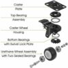 GTYT 4Pcs Swivel Castors Mute Wear-Resistant Pu Rubber Caster Wheel,with Brake Lockable,Casters Load 200kg 40mm Heavy Duty Caster Wheels For Furn