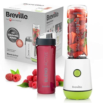 Breville Blend Active Personal Blender & Smoothie Maker | 350W | 2 Portable Blend Active Bottles (600ml) | Leak Proof Lids | White & Green [VBL24