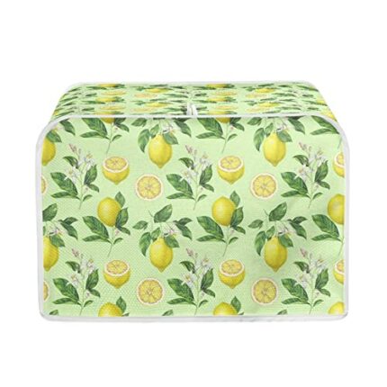 Kuiaobaty 2 Slice Toaster Cover, Lemon Pattern Bread Maker Cover Dustproof Caps for Two Slice Toaster Green Kitchen Appliance