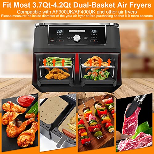 Pipihome Dual Air Fryer Accessories 8 Pcs, Nonstick Double Basket AirFryer Accessory Compatiable for Ninja Foodi AF300UK/AF400UK, Instant Vortex,