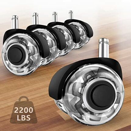 Office Chair Wheels Casters-Protection for Hardwood Floors and Carpet, Heavy Duty Silent Computer Chair Wheels with Standard Stem 7/16″* 7/8″(11m