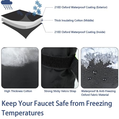 DAYGOS Outside Tap Covers for Winter - Waterproof Thickened Tap Cover with Insulated Cotton, Faucet Frost Protector Jacket, Protect from Freezing