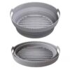 Silicon Air fryer liner, gray round baking tray with spacer and gloves, reusable air fryer liners, Air fryers accessories.