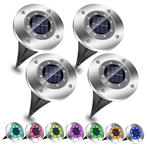 EXTRASTAR Solar Lights for Outdoor Garden, 8 LEDs Solar Ground Lights, IP65 Waterproof Solar Powered Pathway Lights, Outdoor Landscape Lamp for G
