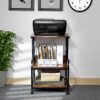 HAIRIESIS 3 Tier Printer Stand with Wheels Printer Desk, Multipurpose Office and Home Storage Rack, Removable and Fixed Printer Stand for Fax Mac
