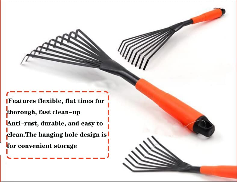 NINGVIHE Garden Rake,Hand Rake,Rake for Gardening,Mini Grass Rake,Horse Poo Picker,Ergonomic Grip for Comfort and Control Professional Hand Tools