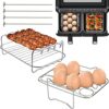 2Pcs Air Fryer Rack Compatible with Ninja Food Dual Zone Air Fryer [AF300UK] [AF400UK] 2 Drawers, 304 Stainless Steel Dual Air Fryer Accessories,