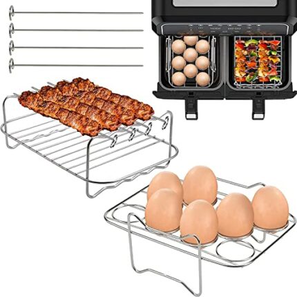 2Pcs Air Fryer Rack Compatible with Ninja Food Dual Zone Air Fryer [AF300UK] [AF400UK] 2 Drawers, 304 Stainless Steel Dual Air Fryer Accessories,