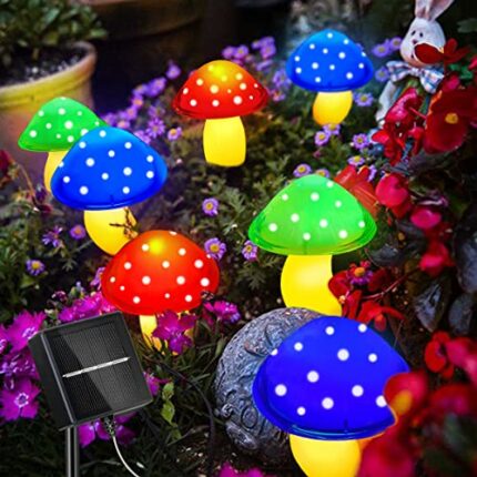 SIMSPEAR 8 Modes Solar Lights Outdoor Garden, Mushroom Solar Garden Lights Ornaments Waterproof Garden Lights for Outdoor Decoration Yard Lawn Pa