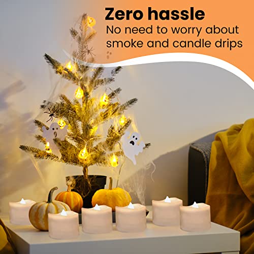 GrassVillage Pack of 24 Realistic and Bright Led Candle Lights in Wave Design, 3.5 cm x 4 cm Tall, Flameless Tea Light Candles, Electric Fake Can