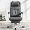 MU Swivel Office Chair with Adjustable Height Headrest Executive Chairs Home Office Furniture Swivel Office Chair Faux Leather Computer Desk Chai