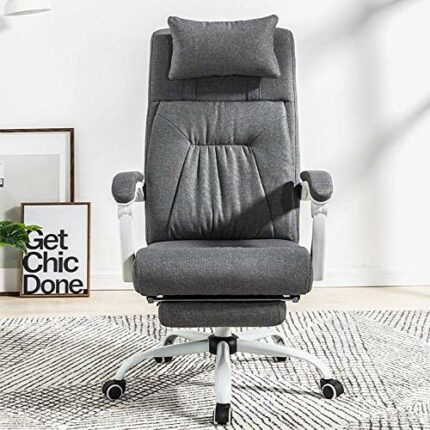MU Swivel Office Chair with Adjustable Height Headrest Executive Chairs Home Office Furniture Swivel Office Chair Faux Leather Computer Desk Chai