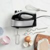 VonShef Hand Mixer Electric Whisk – Food Mixer for Baking with 5 Speeds, 400W, 2 Stainless Steel Beaters, 2 Dough Hooks & Balloon Whisk, Easy Cle