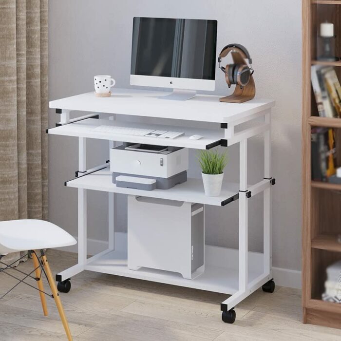 DINGZZ Removable Bedside Computer Desk Place The Printer Table Lazy Lifter Office Small Computer Desk (Color : Argento, Size : 80 * 48CM)