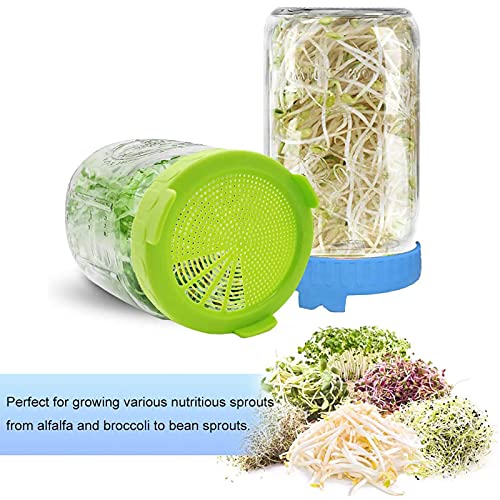 6Pcs Seed Sprouting Jar Kit - Wide Mouth 86mm Caliber Food Grade Pp Plastic Sprouting Jar Lid, Seed Mason Jar, for Growing Broccoli, Alfalfa, and