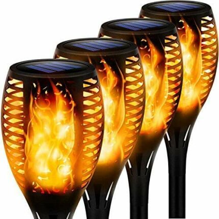 Solar Lights Outdoor, UvBang Solar Flickering Dancing Flame Lights 33 LEDs Waterproof Security Lights Landscape Lighting Dusk to Dawn Auto On/Off