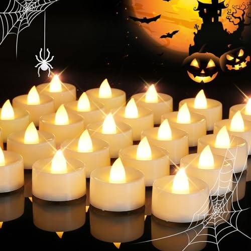 Homemory 24 Pack Warm White Battery LED Tea Lights, Lasts 3X Longer, 200Hours, Flameless Flickering Tealight Candle, Electric Fake Candle for Vot
