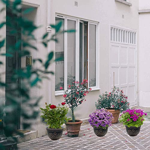 KOOYAT Plant Pots Flower Pot 11.2 Inch Plant Pots Indoor with Drainage Holes 3 Pack Planters Garden Pots Plastic Plant Pot with Antique Copper Co