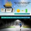 Ustellar Solar Security Lights Outdoor Motion Sensor, 167 LEDs, 360° Adjustable 3 Heads Powered Flood Lights, 3 Modes, IP65 Waterproof Wall Light