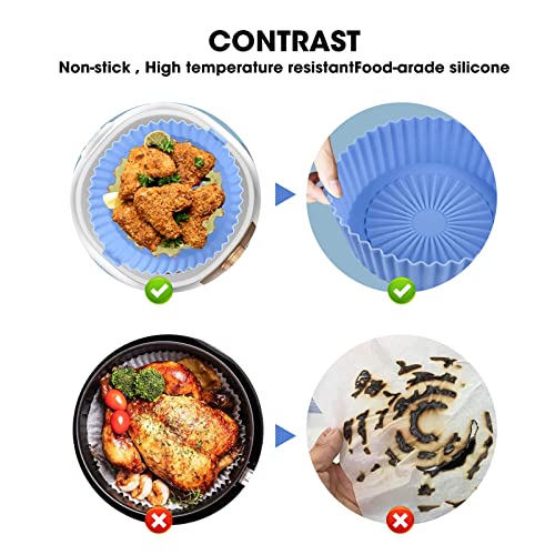 Air Fryer Silicone Liner, 2 Pack 6.5inch Reusable Silicone Air Fryer Liners,Air Fryer Accessories Heat Resistant 482°F/250°C Silicone Non-Stick B