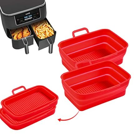 Air Fryer Silicone Liner 9.5L Compatible with Ninja Dual Air Fryer AF451UK & AF400UK, Tower Air Fryer T17088, 2 Pack Reusable Foldable Silicone P