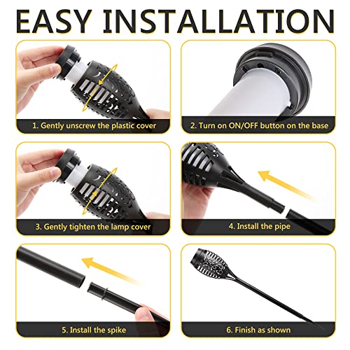 Geemoo 6 Pack Solar Flickering Dancing Flame Lights Waterproof Solar Torch Lights for Outdoor Garden Patio Pathway Yard Driveway Halloween Decora