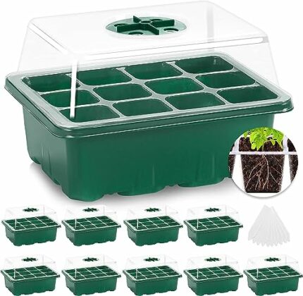 MIXC Seed Trays, 10 Pack 120 Cells Seed Trays for Seedlings Reusable Seed Trays with Lids Propagator Tray Growing Starter Tray, Germination Trays