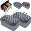 2Pcs Silicone Pot Double Air Fryer Liners Basket, Rack Accessories for Ninjas Dual Air Fryer, Oven, and Microwave