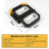T-SUNUS 60W Rechargeable LED Work Light 360° Rotation & 3 Modes Portable Floodlight Job Site Lights with Stand, USB Spotlight Waterproof Battery