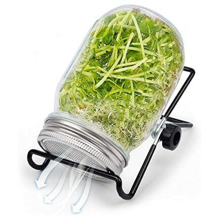 Seed Sprouter Kit Sprouting Mason Jars with Stainless Steel Strainer Lids, Stands, Germinator Set to Grow Your Own Microgreens Sprouts Alfalfa Br