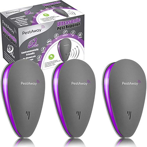 PestAway Ultrasonic Pest Repeller - NEW 2023 UPGRADED (3 Pack) - Mouse & Rat Control - Insect & Rodent Repellent For Mosquitos, Flies, Wasps, Ant