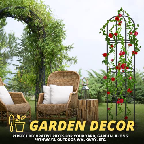 Garden Mile Heavy Duty Metal Garden Obelisk - Strong, Weather Resistant Steel Tubular Cage Large Garden Trellis Plant Supports for Roses, Climbin