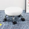WKWKER Roller Seat PU Leather Low Round Rolling Stool Small Stool with Universal Swivel Caster Wheels for Home Office Garage Shop Fitness Sport,H